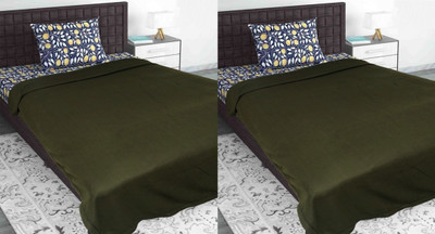 VORDVIGO Solid Single Fleece Blanket for  Mild Winter(Polyester, Green)