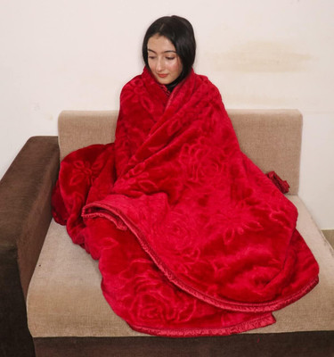 Anadhika Self Design Single AC Blanket for  Mild Winter(Microfiber, Maroon)