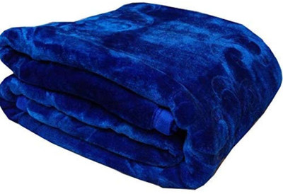 MFI Floral Single Mink Blanket for  Heavy Winter(Microfiber, Blue)