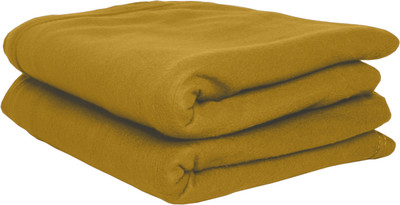 HOMIEE Solid Single Fleece Blanket for  Heavy Winter(Polyester, 2 Camel)