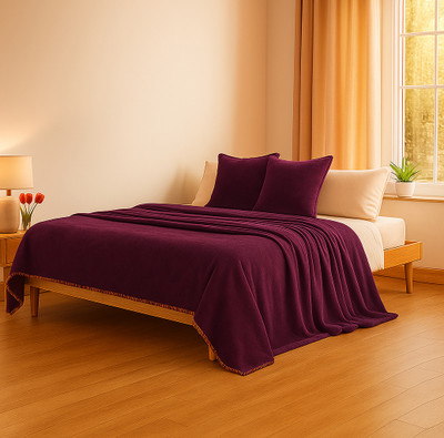 SANMARINO Solid Single AC Blanket for  Mild Winter(Polyester, Maroon, Flannel Blanket, 270 GSM)