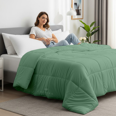 COSYERA Solid Single Comforter for  Heavy Winter(Microfiber, Emerald Green)