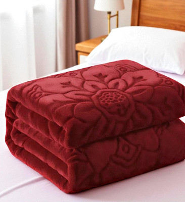 Swikon star Floral Double Mink Blanket for  Heavy Winter(Microfiber, Maroon)