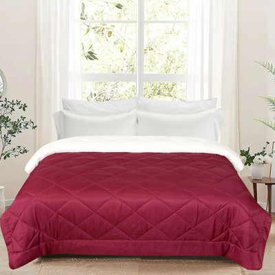 Sofolite Home Solid Double AC Blanket for  AC Room(Poly Cotton, Red and White)