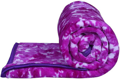 SPANGLE Printed Single Mink Blanket for  Mild Winter(Microfiber, Purple)