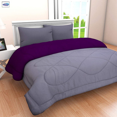 Jinaya's Solid Double Comforter for  Heavy Winter(Cotton, Grey/Purple)