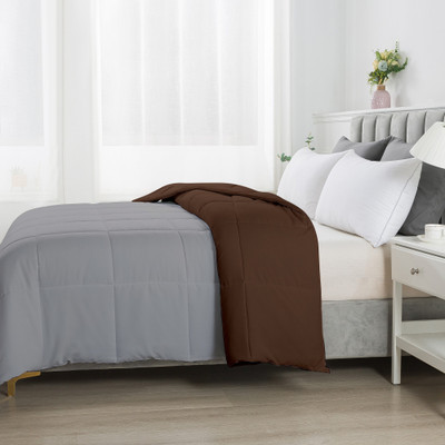 Razzai Solid Single Comforter for  AC Room(Microfiber, Chocolate, Silver)