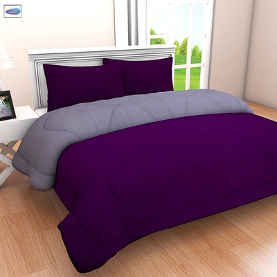 Jinaya's Solid Double Duvet for  Heavy Winter(Cotton, Purple/Grey)