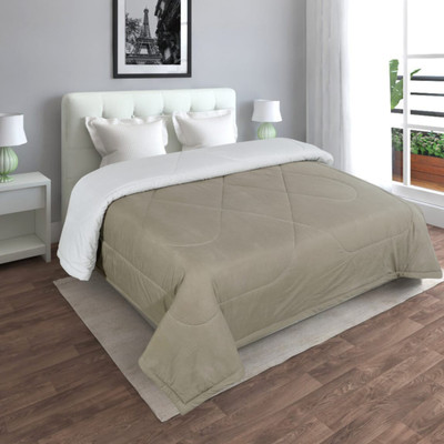 ohello Solid Double Comforter for  AC Room(Microfiber, Khaki & Bright Grey)
