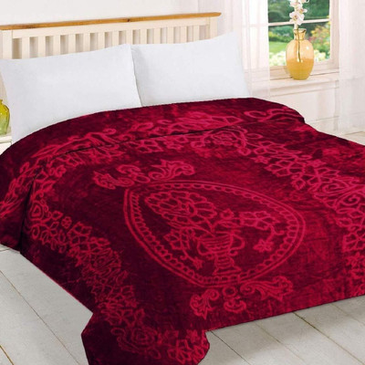 shree karni export Solid Double Mink Blanket for  Heavy Winter(Polyester, Printed)