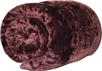 wear me Floral Single Mink Blanket for  Heavy Winter(Microfiber, Brown)
