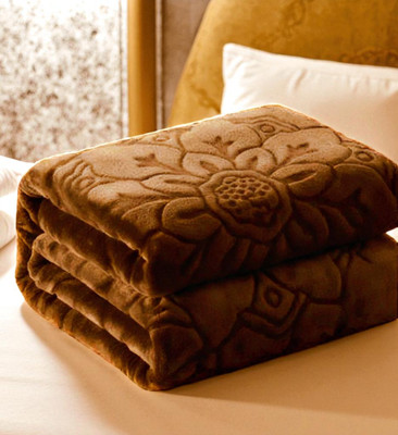 Swikon star Floral Double Mink Blanket for  Heavy Winter(Polyester, Brown)