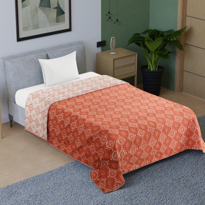 BENAVJI Floral Single Dohar for  AC Room(Cotton, Orange)