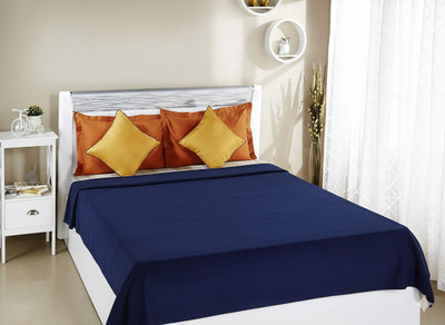 EVOKK INDIA Solid Single Fleece Blanket for  AC Room(Microfiber, Navy Blue)