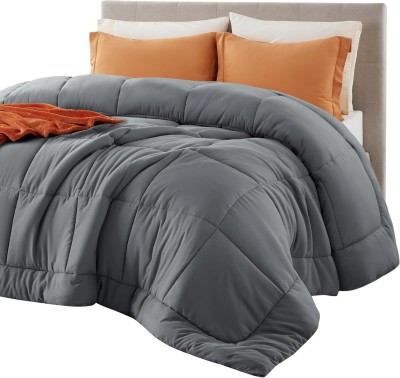 ASHEL Solid Single Comforter for  Heavy Winter(Poly Cotton, Grey)