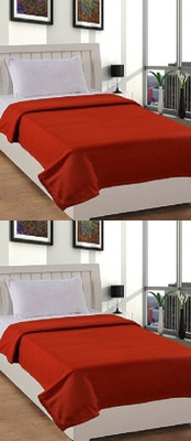 VORDVIGO Solid Single Fleece Blanket for  Mild Winter(Polyester, Orange)
