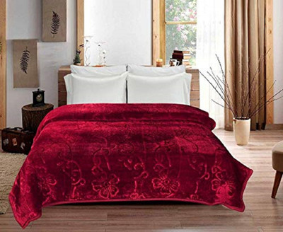 TUNDWAL'S Floral Double Mink Blanket for  Mild Winter(Microfiber, Maroon)