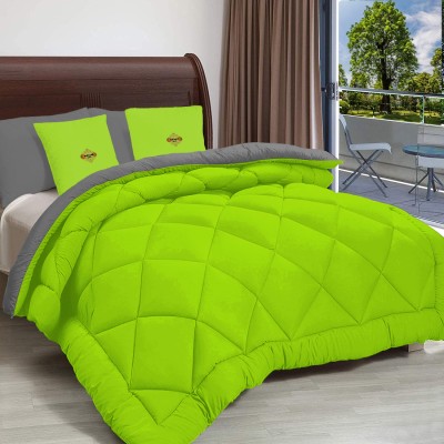 ADBENI HOME Geometric Double Comforter for  AC Room(Polyester, Green-Grey)