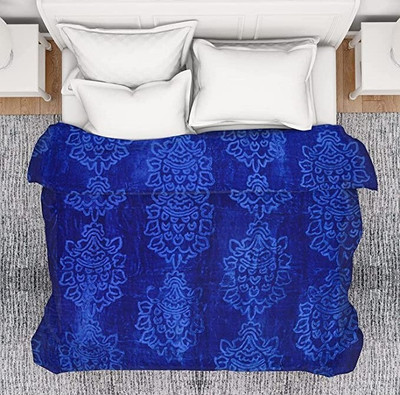 Retreat Solid Double AC Blanket for  Heavy Winter(Microfiber, Blue)