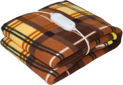 Comfort Ideas Checkered Single Electric Blanket for  Heavy Winter(Poly Cotton, Baige)