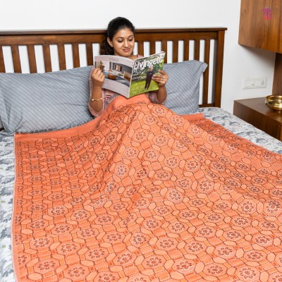 Saagar Tex Floral Double AC Blanket for  Heavy Winter(Poly Cotton, Brown)