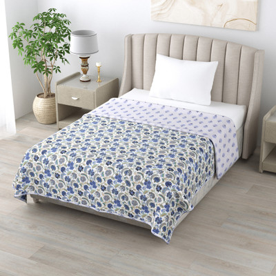 sabhya creation Floral Single Dohar for  AC Room(Cotton, Blue, White)