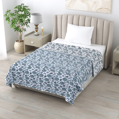 sabhya creation Floral Single Dohar for  AC Room(Cotton, Blue)