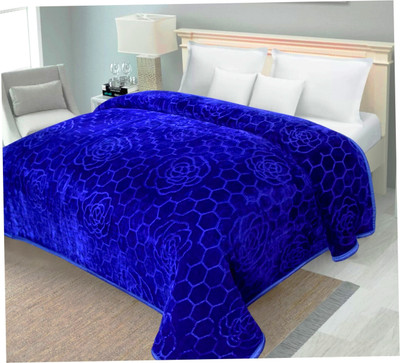 Swikon star Self Design Double Mink Blanket for  Heavy Winter(Microfiber, Blue)