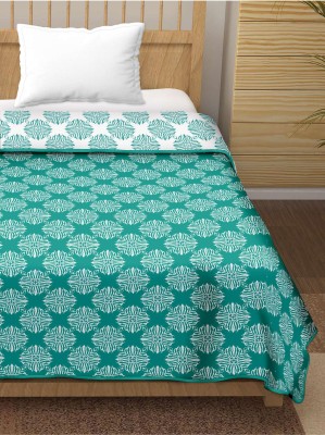 Retreat Floral Double AC Blanket for  AC Room(Cotton, Green)