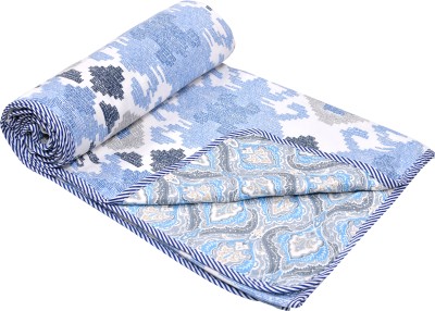 Krishnaz Printed Double Dohar for  AC Room(Cotton, Light Blue)