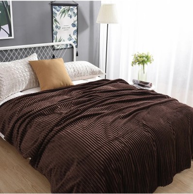 INDHOME LIFE Solid Double AC Blanket for  AC Room(Microfiber, Brown)