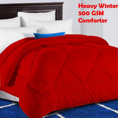 Texlux Solid Double Comforter for  Heavy Winter(Polyester, Red)