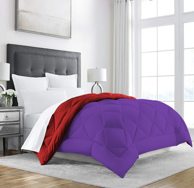 Texlux Solid Double Comforter for  Heavy Winter(Polyester, Red : Purple)