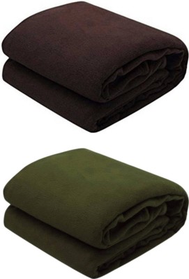 n g products Solid Single Fleece Blanket for  Mild Winter(Polyester, Brown, Green)