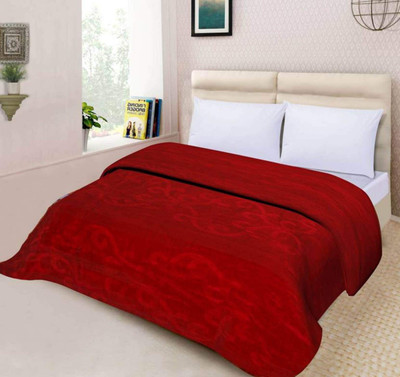 Mahadev Handicrafts Self Design Double AC Blanket for  Heavy Winter(Microfiber, Maroon)