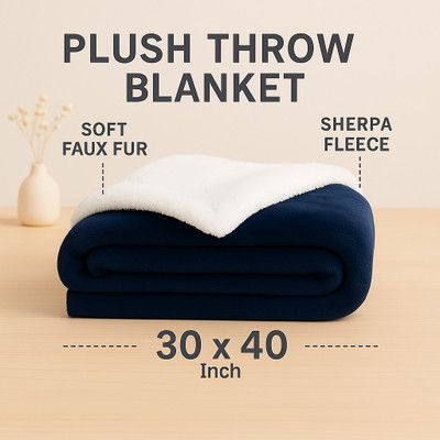 Aakriti Solid Crib AC Blanket for  AC Room(Fur, Navy)