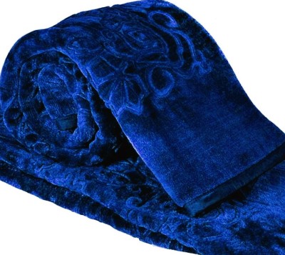 COMFORT PLANET Abstract Single Mink Blanket for  Heavy Winter(Polyester, Blue)