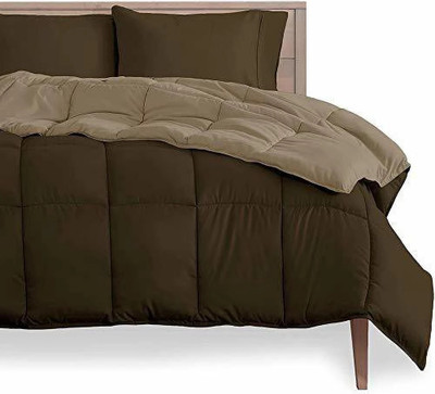 EAlma Solid Double Comforter for  AC Room(Microfiber, Brown & Beige)