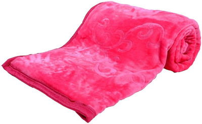 SPANGLE Self Design Double Mink Blanket for  Mild Winter(Microfiber, Pink)