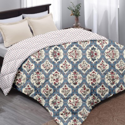 AYKA Printed Double AC Blanket for  AC Room(Cotton, Multicolor, Light Blue, Peach)