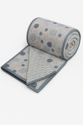 well decor Geometric Single Dohar for  Mild Winter(Cotton, Grey, Light Orange)