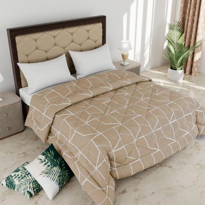 Comfowell Solid Single Comforter for  Heavy Winter(Poly Cotton, Beige Cheak)