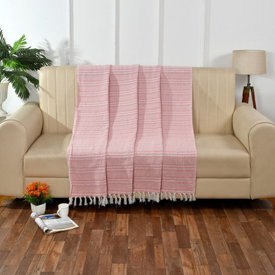 homewaytex Self Design Single Throw for  Mild Winter(Cotton, Pink)