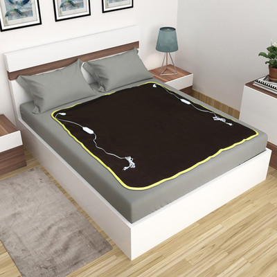 LERV'S Collection Solid Double Electric Blanket for  Heavy Winter(Polyester, dark brown)