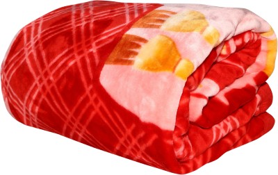 HOMIEE Floral Double Mink Blanket for  Heavy Winter(Polyester, Red)