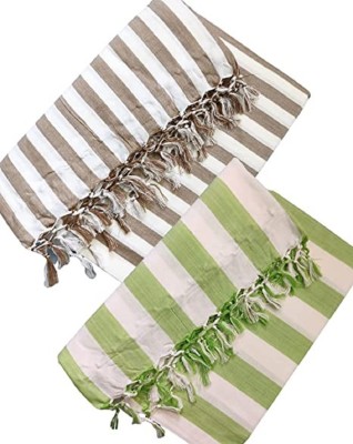 Bunkaartextiles Striped Single Comforter for  AC Room(Cotton, Green Brown)