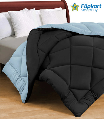 Flipkart SmartBuy Solid King Comforter for  AC Room(Microfiber, SILVER-BLACK)
