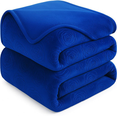 Flipkart SmartBuy Solid Double Mink Blanket for  Heavy Winter(Polyester, Blue, 2.5 kg)