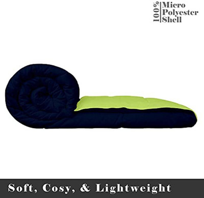 Comfowell Solid Single Comforter for  Heavy Winter(Poly Cotton, Parrot Green & Navy Blue)