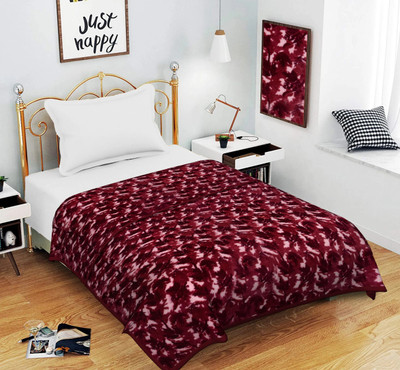SPANGLE Printed Single AC Blanket for  AC Room(Microfiber, Maroon)